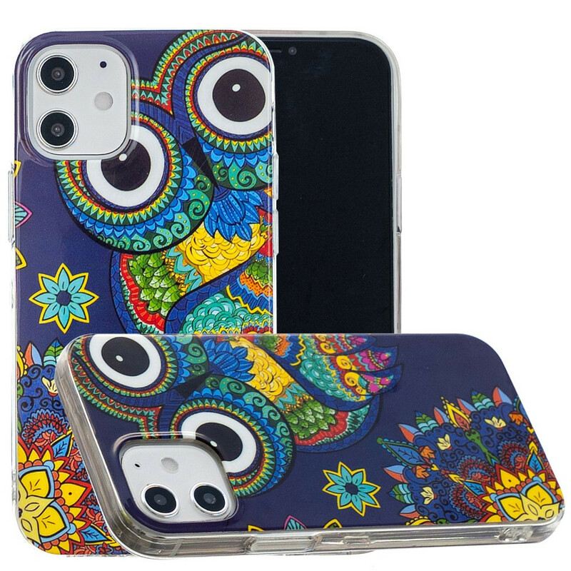 Maskica iPhone 12 Mini Mandala Fluorescentne Sove