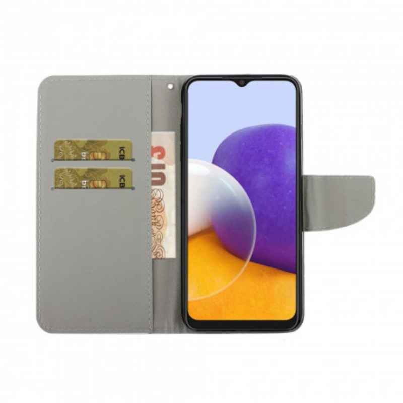 Flip Futrola Samsung Galaxy A22 5G Majstorski Cvjetovi S Remenom