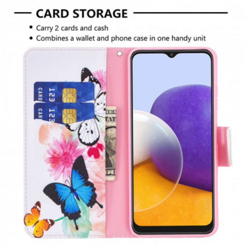 Futrola Samsung Galaxy A22 5G Slikani Leptiri I Cvijeće