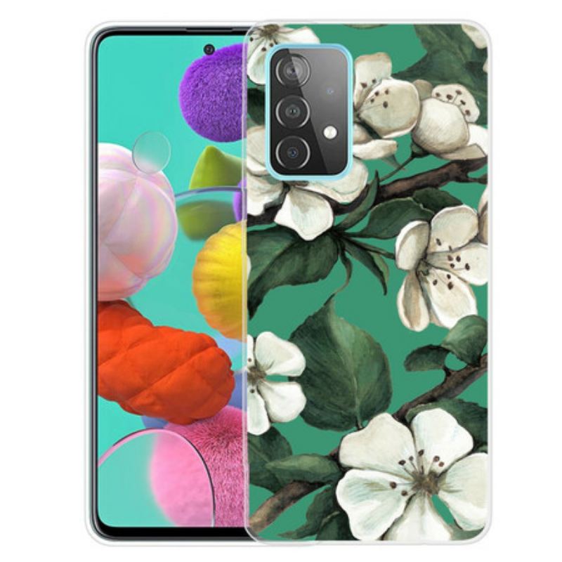 Maskica Samsung Galaxy A72 4G / A72 5G Oslikano Bijelo Cvijeće