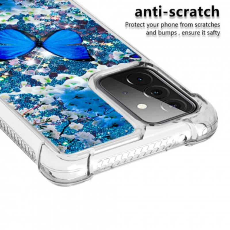 Maskica Samsung Galaxy A72 4G / A72 5G Svjetlucavi Plavi Leptiri