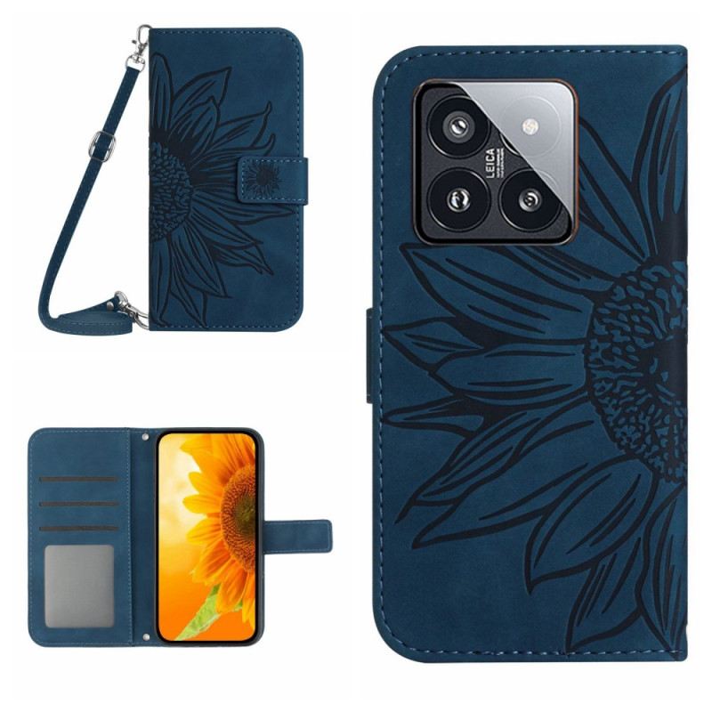 Flip Futrola Xiaomi 14 Pro Maskice Za Mobitele Print Suncokreta S Naramenicom