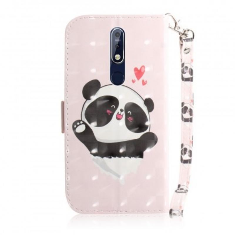 Kožna Futrola Nokia 7.1 Panda Love S Uzicom