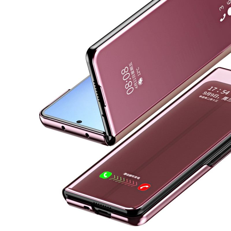 Flip Futrola Samsung Galaxy Z Fold 4 Kožna Futrola Ogledalo I Prozirnost