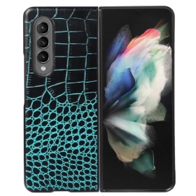 Maskica Samsung Galaxy Z Fold 4 Trendovska Prava Koža S Efektom Krokodila