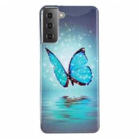 Maskica Samsung Galaxy S21 5G Fluorescentni Plavi Leptir