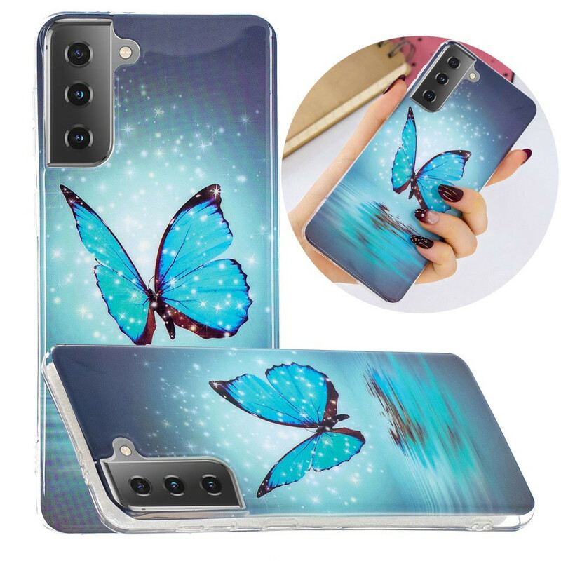 Maskica Samsung Galaxy S21 5G Fluorescentni Plavi Leptir