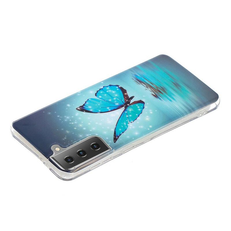 Maskica Samsung Galaxy S21 5G Fluorescentni Plavi Leptir