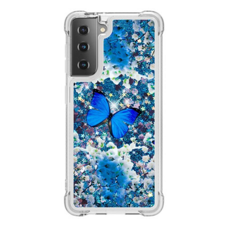 Maskica Samsung Galaxy S21 5G Svjetlucavi Plavi Leptiri