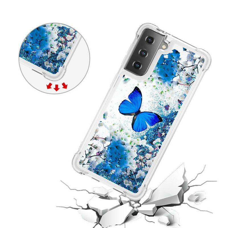 Maskica Samsung Galaxy S21 5G Svjetlucavi Plavi Leptiri