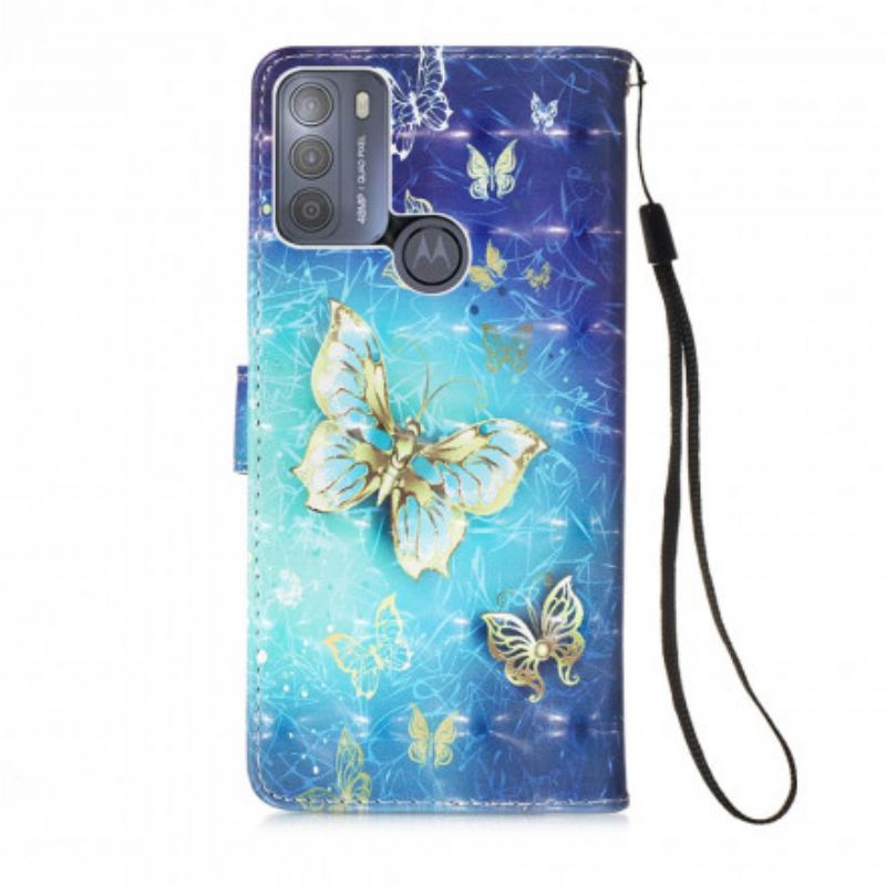 Futrola Moto G50 Golden Butterflies Lanyard