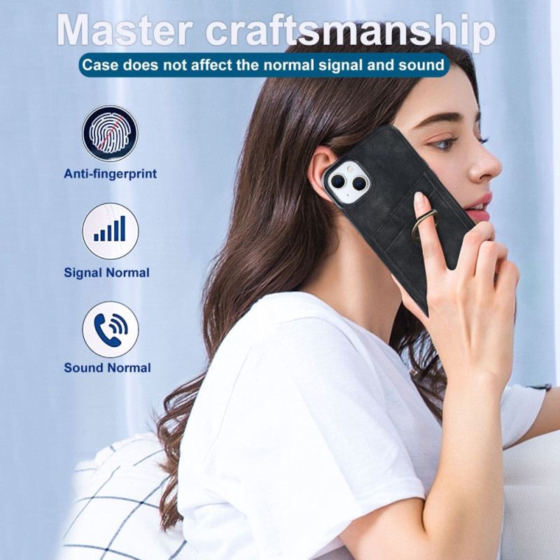 Maskica iPhone 14 Vintage Nosač Za Prsten I Držač Za Kartice