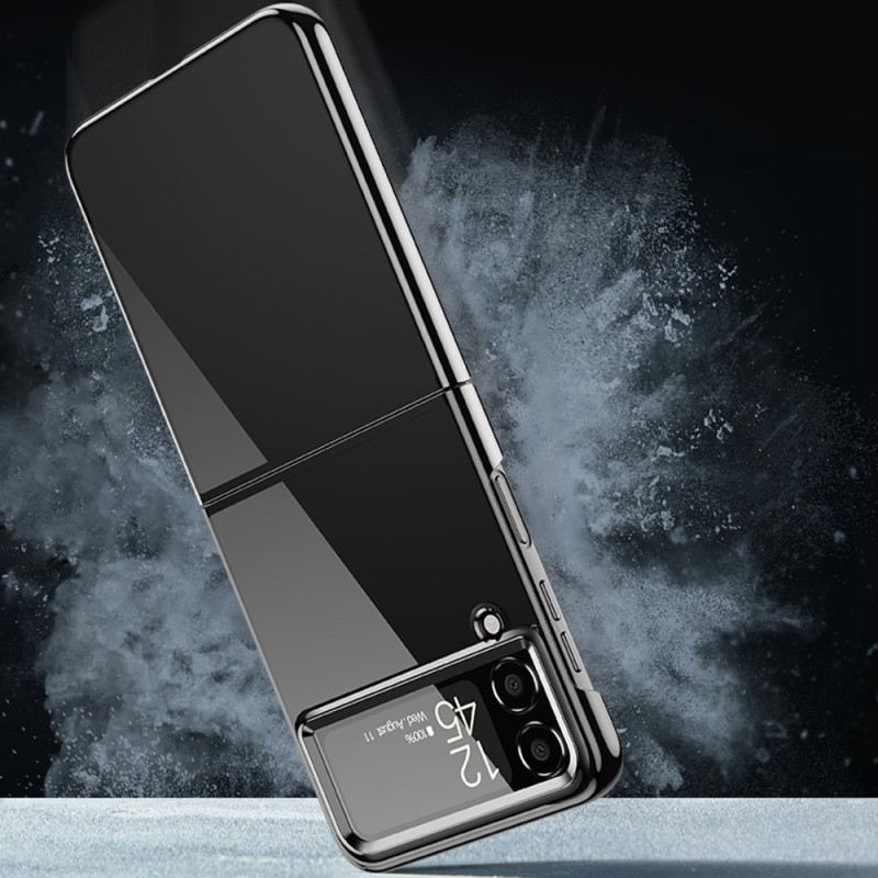 Flip Futrola Samsung Galaxy Z Flip 4 Kožna Futrola Rubovi U Stilu Metala