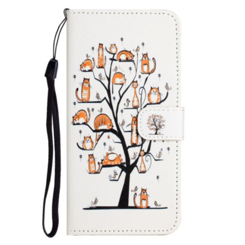 Kožna Futrola iPhone 16 Pro Max Cats On The Lanyard Tree