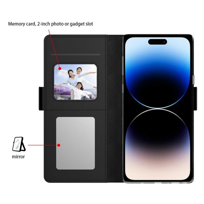 Kožna Futrola iPhone 16 Pro Max Ogledalo I Držač Kartice