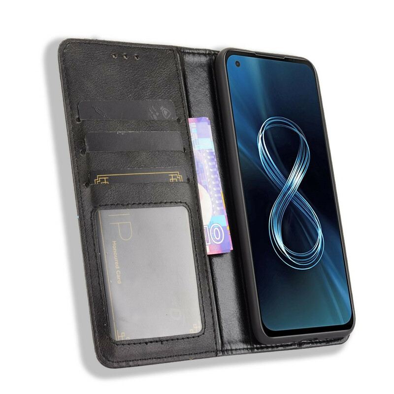 Flip Futrola Asus Zenfone 8 Kožna Futrola Efekt Stilizirane Vintage Kože