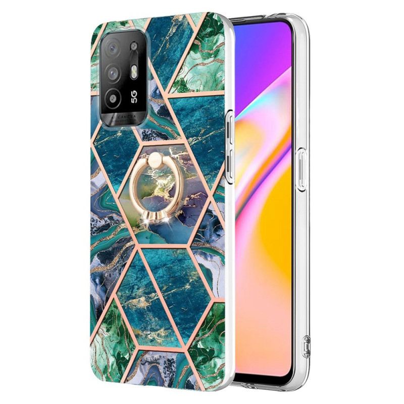 Maskica Oppo A94 5G Geometrijski Mramor S Prstenom