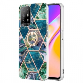 Maskica Oppo A94 5G Geometrijski Mramor S Prstenom