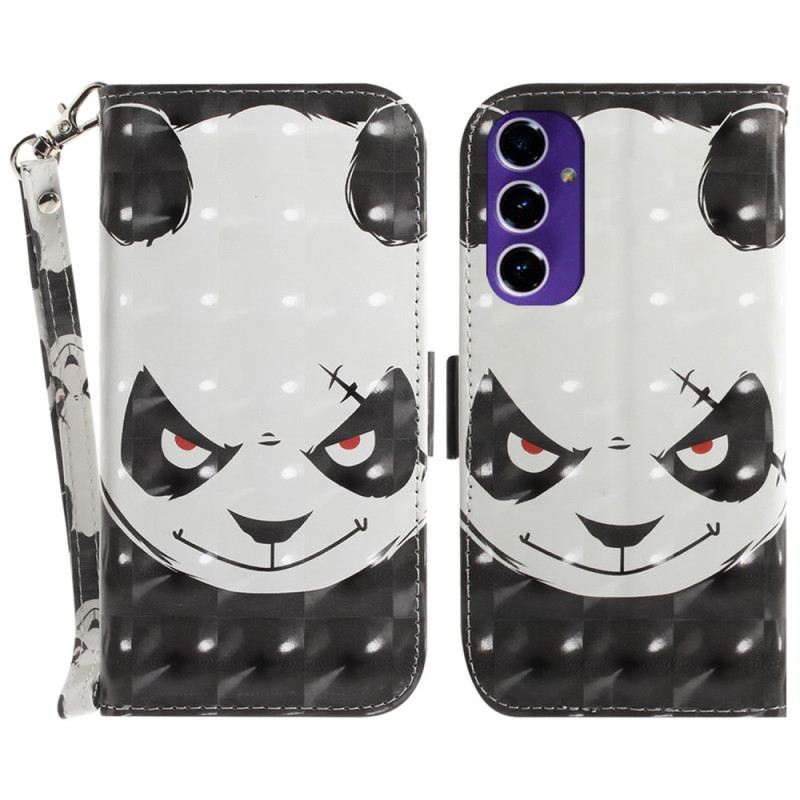 Kožna Futrola Za Samsung Galaxy S24 Fe Ljuta Panda S Remenom