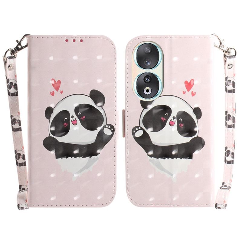 Kožna Futrola Honor 90 Panda Love With Strap