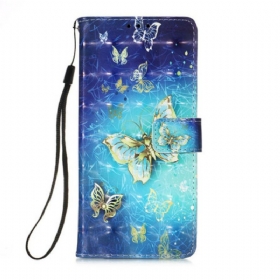 Futrola iPhone 13 Mini Golden Butterflies Lanyard