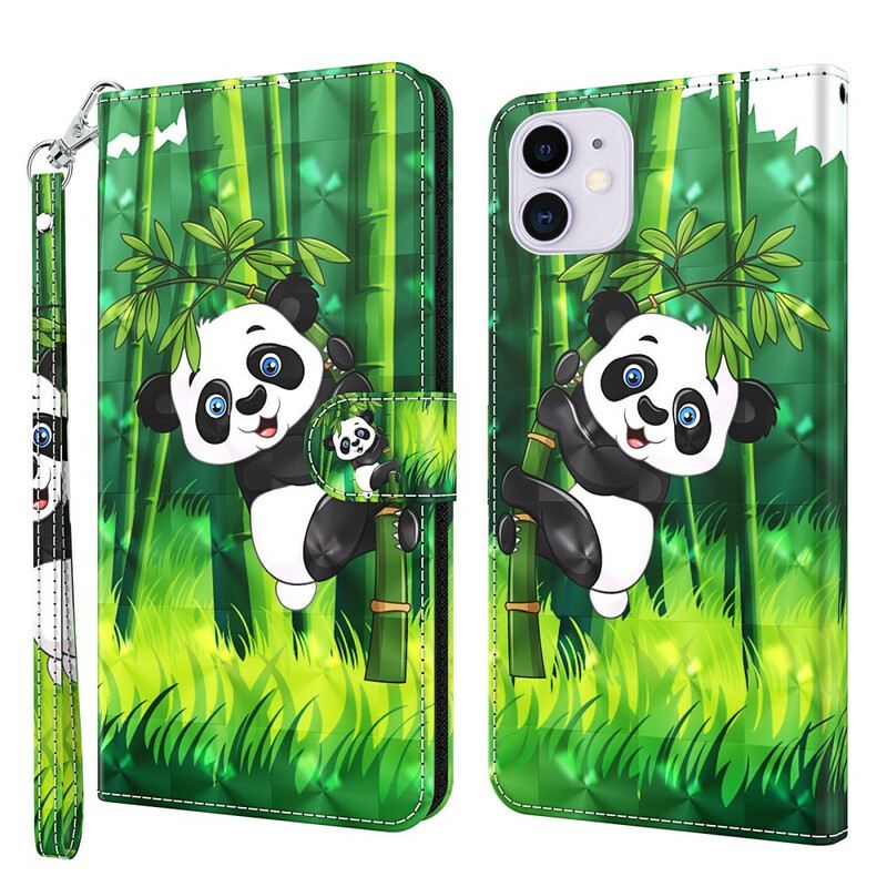 Kožna Futrola iPhone 13 Mini Panda I Bambus