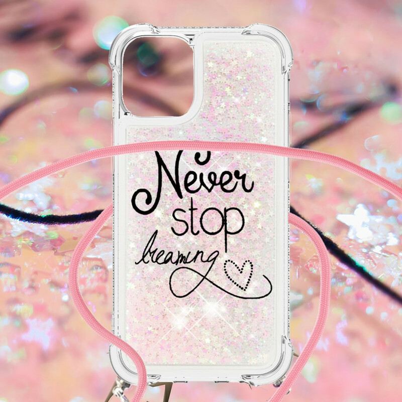 Maskica iPhone 13 Mini Never Stop Glitter Drawstring