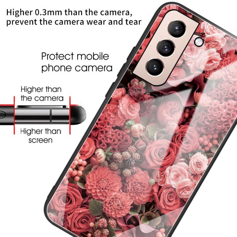 Maskica Samsung Galaxy S22 5G Rose Flowers Kaljeno Staklo