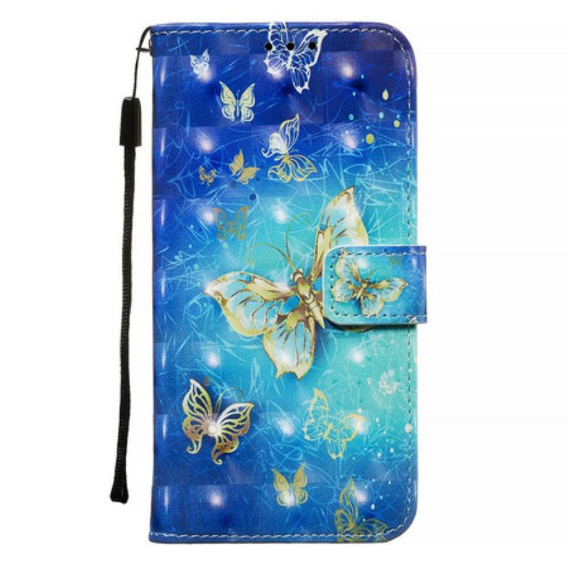 Flip Futrola Samsung Galaxy A71 Golden Butterflies Lanyard