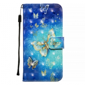 Flip Futrola Samsung Galaxy A71 Golden Butterflies Lanyard