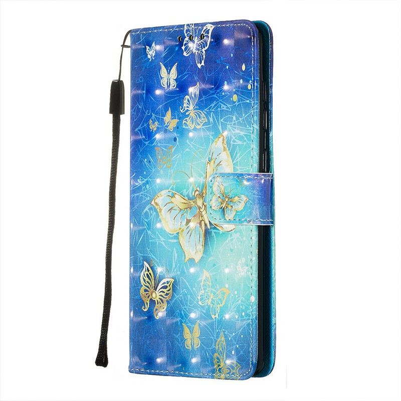 Flip Futrola Samsung Galaxy A71 Golden Butterflies Lanyard