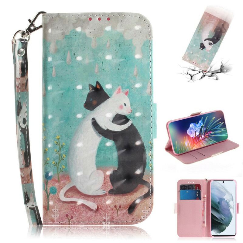 Flip Futrola Samsung Galaxy S21 FE Strappy Cat Friends