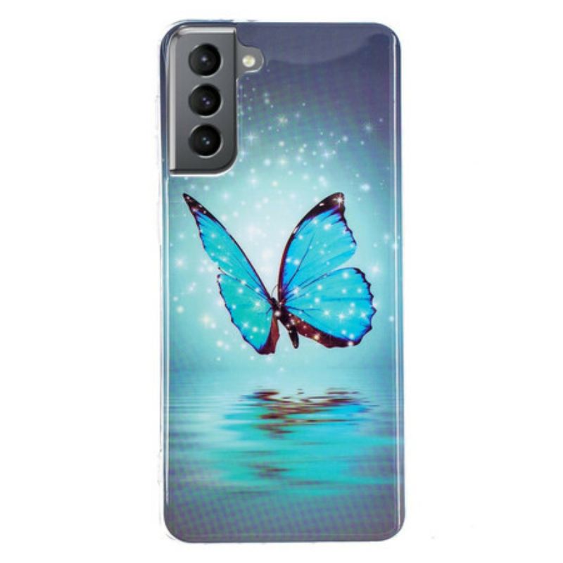 Maskica Samsung Galaxy S21 FE Fluorescentni Plavi Leptir