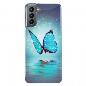 Maskica Samsung Galaxy S21 FE Fluorescentni Plavi Leptir