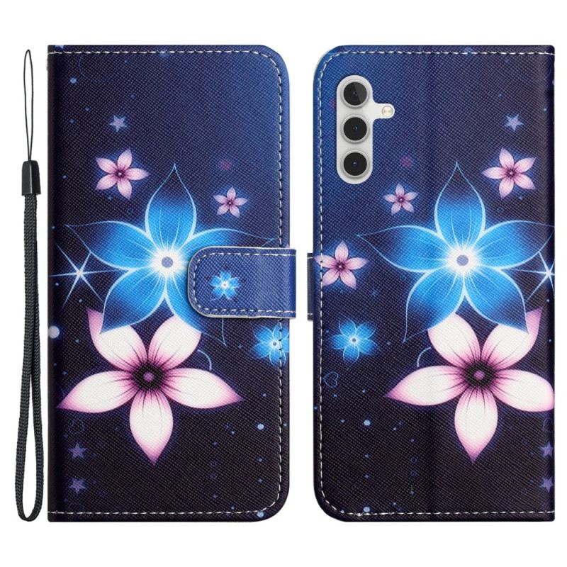Kožna Futrola Samsung Galaxy S24 5g Mjesečevo Cvijeće S Remenom