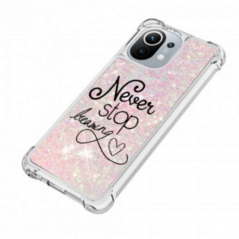 Maskica Xiaomi Mi 11 (5G) Never Stop Dreaming Glitter