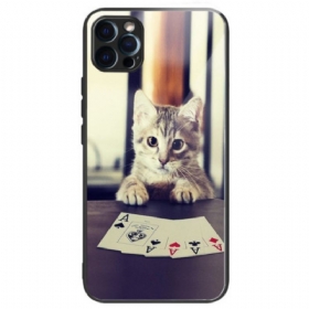 Maskica iPhone 14 Pro Max Poker Cat Kaljeno Staklo