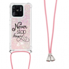 Maskica Xiaomi Redmi 10C Never Stop Glitter Drawstring