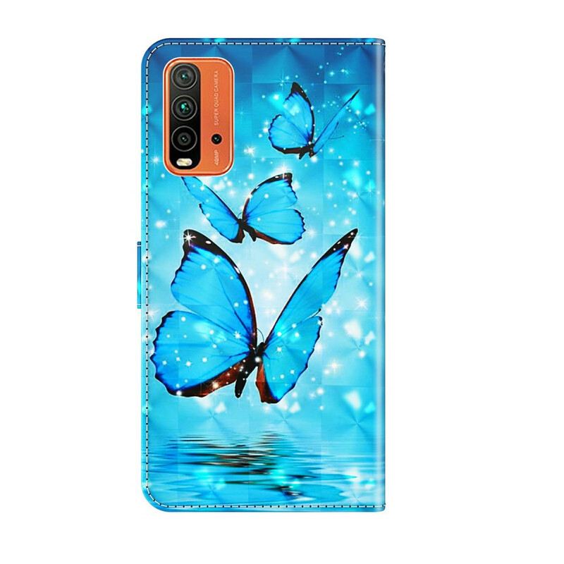 Kožna Futrola Xiaomi Redmi 9T Leteći Plavi Leptiri