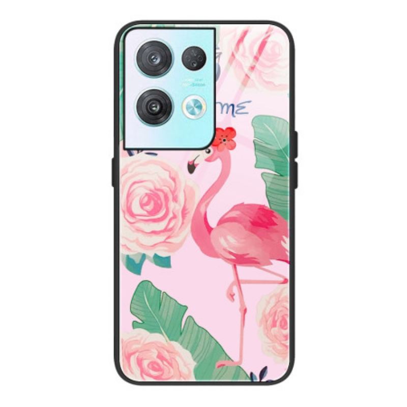 Maskica Oppo Reno 8 Pro Flamingo Kaljeno Staklo