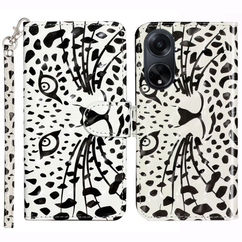 Flip Futrola Oppo A98 5g Leopardova Glava S Remenom