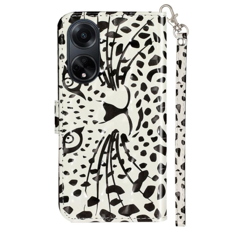 Flip Futrola Oppo A98 5g Leopardova Glava S Remenom