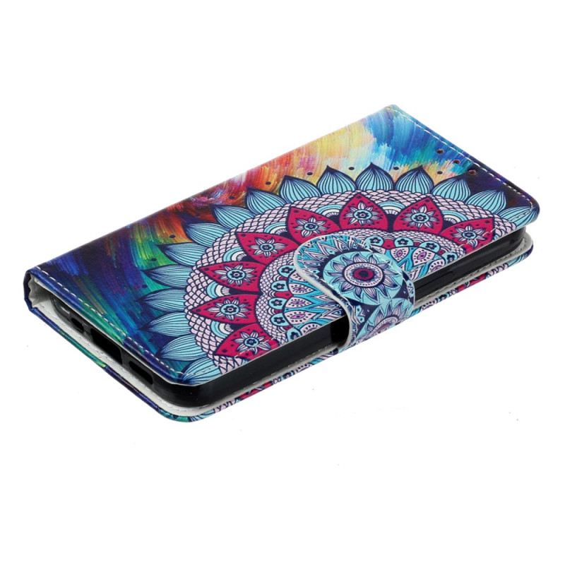 Kožna Futrola iPhone 15 Blještava Mandala S Remenom