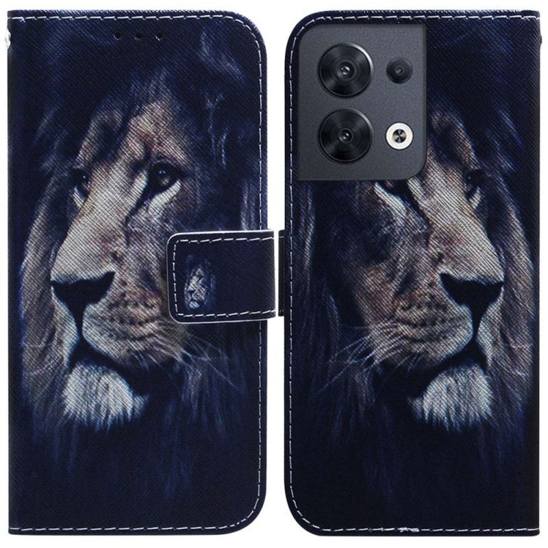 Kožna Futrola Oppo Reno 8 Lanyard Lion