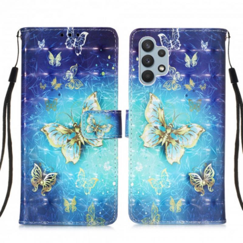 Futrola Samsung Galaxy A32 Golden Butterflies Lanyard