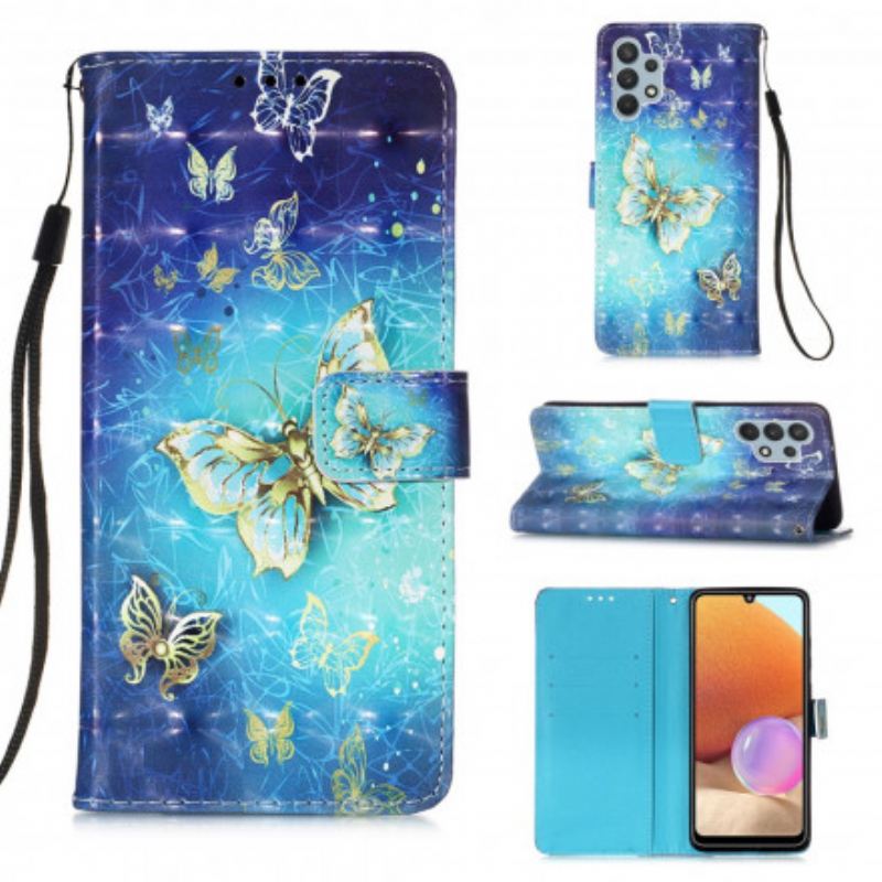 Futrola Samsung Galaxy A32 Golden Butterflies Lanyard