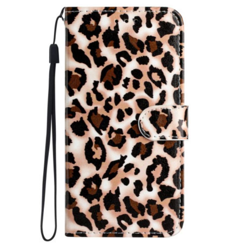 Flip Futrola iPhone 16 Maskice Za Mobitele Leopard Uzorak S Remenom