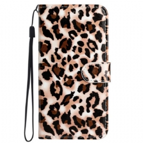 Flip Futrola iPhone 16 Maskice Za Mobitele Leopard Uzorak S Remenom