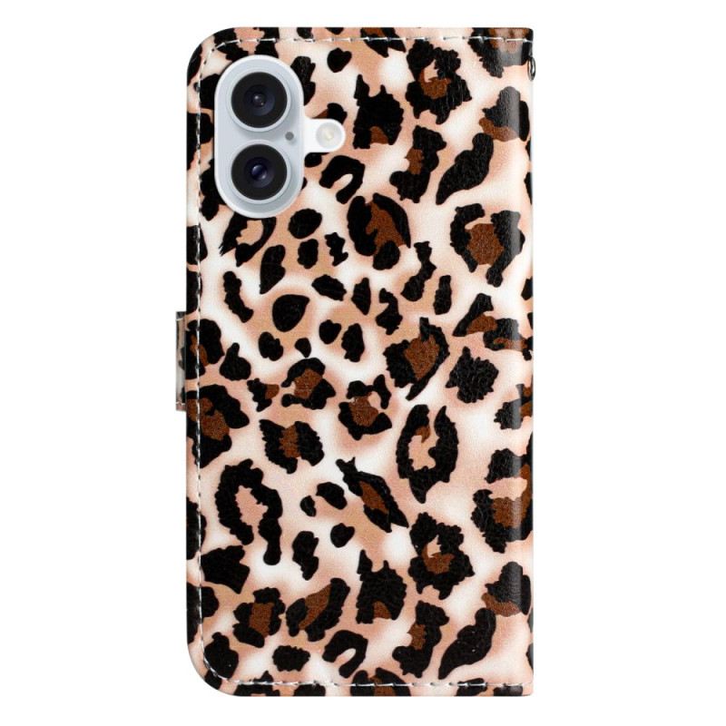 Flip Futrola iPhone 16 Maskice Za Mobitele Leopard Uzorak S Remenom