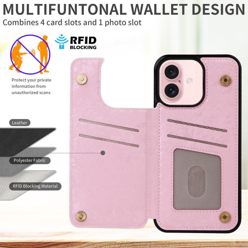 Maskica iPhone 16 Cvjetni Držač Rfid Kartice